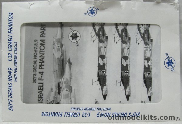 IsraDecal 1/32 Israeli F-4 Phantom Part One - Two 1/32 Scale Sheets, 9 plastic model kit